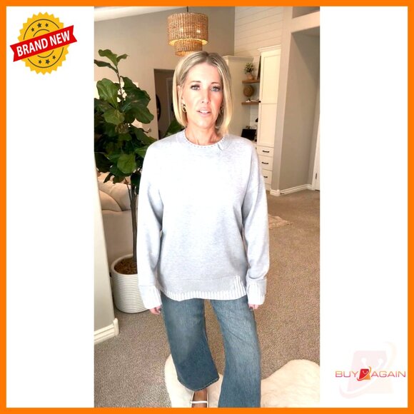 Oversized Knit Pullover Patchwork Ribbed Drop Shoulder Cozy Fall Sweater - Picture 6 of 6